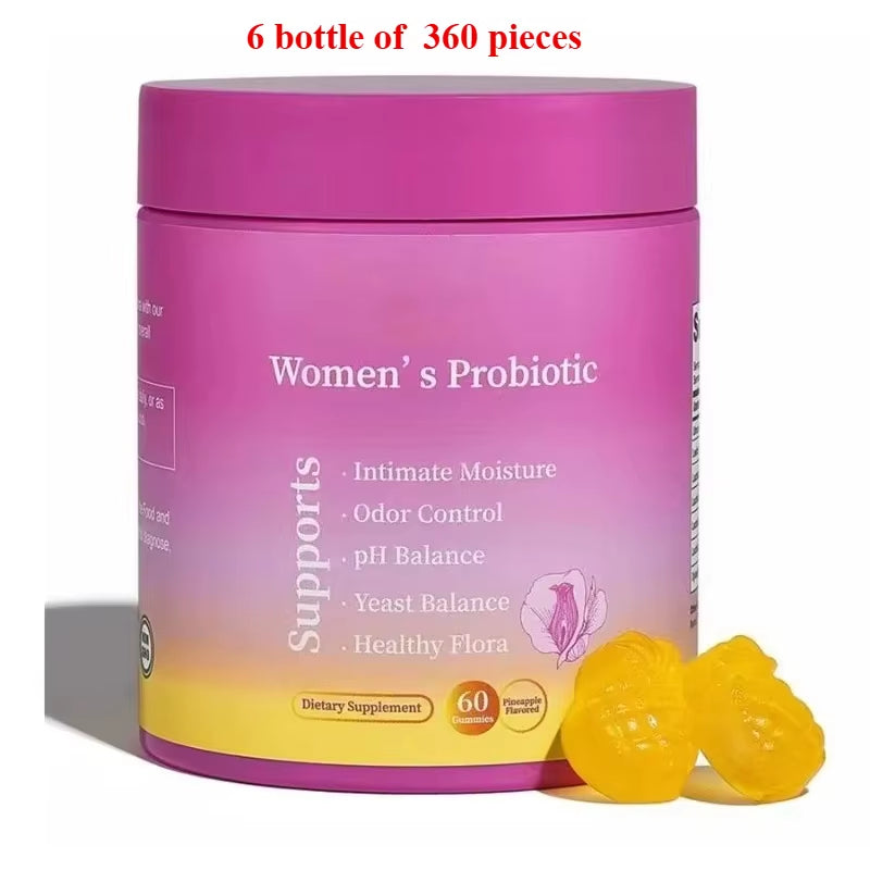 Probiotic Gummies Pineapple Flavor with Prebiotics for Daily Gut Health Support Maintain PH Balance 60Pcs per Bottle