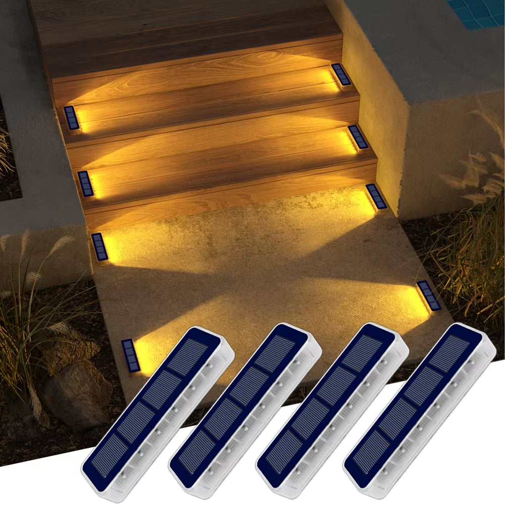 Solar LED Step Lamp Stair Lights Outdoor IP68 Waterproof Solar Light with Lens Anti-Theft Design Decor Lighting for Garden Deck