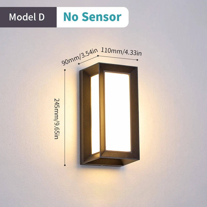 Led Outdoor Wall Light Waterproof IP66 Motion Sensor Led Outdoor Lighting Porch Lights Balcony Garden Lights Outdoor Wall Lamp