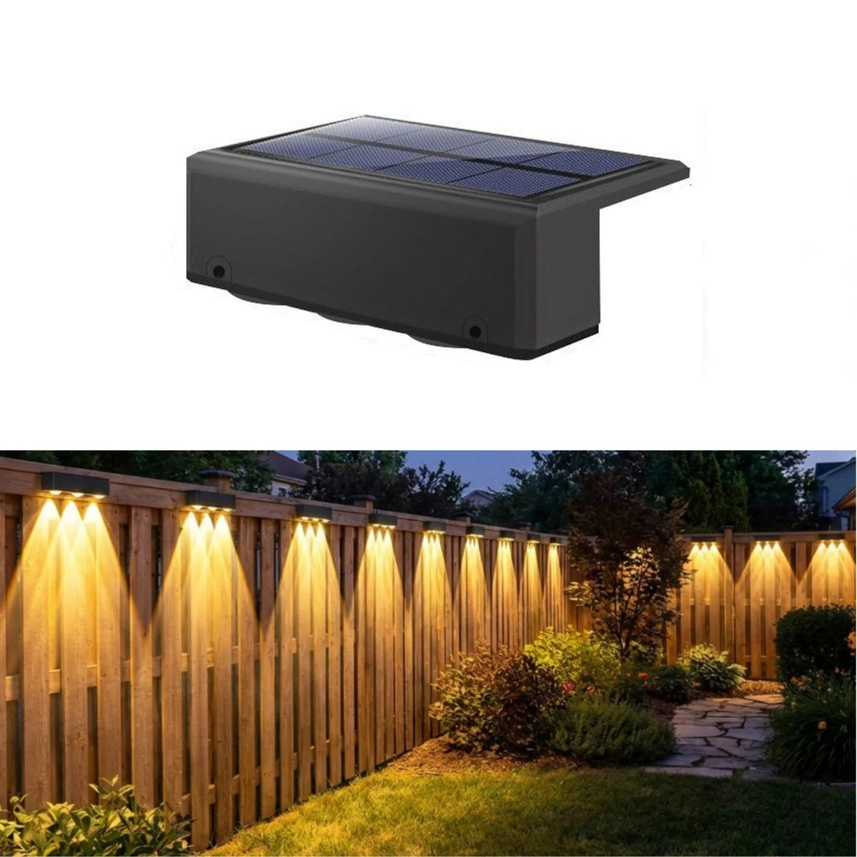 Solar Lights Outdoor IP55 Waterproof Fence Led Lights Solar Powered LED Light for Garden outside Backyard/Step/Patio
