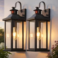 8 In. Matte Black Motion Sensing Dusk to Dawn Outdoor Hardwired Wall Lantern Sconce with No Bulbs Included
