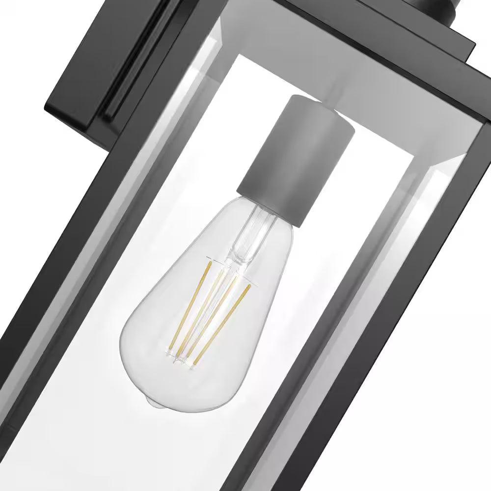 18 In. Matte Black Motion Sensor Outdoor Wall Lantern Sconce, Large Waterproof Wall Light for Porch Garage, 2-Pack