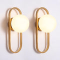 Gold Wall Lamp Sconces Set of 2 with White Globe Glass Shade - Living Room & ...