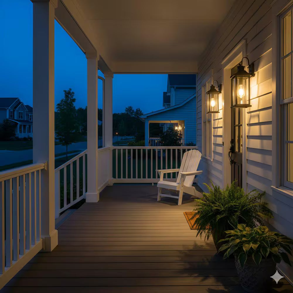 8 In. Matte Black Motion Sensing Dusk to Dawn Outdoor Hardwired Wall Lantern Sconce with No Bulbs Included