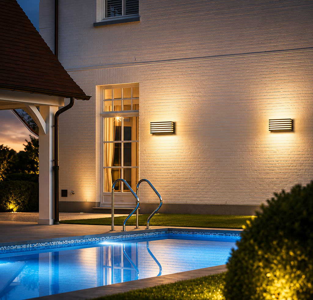 Modern Outdoor Wall Light Fixtures – Black Aluminum LED Wall Sconce Lanterns for Porch, Garage & Patio (2-Pack)