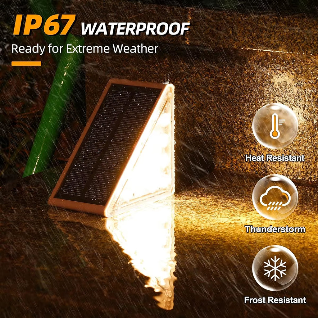 Outdoor Solar Step Lights for outside Waterproof IP67 Auto on off Solar Lights for Stair Patio Yard Porch Front Door Sidewalk De