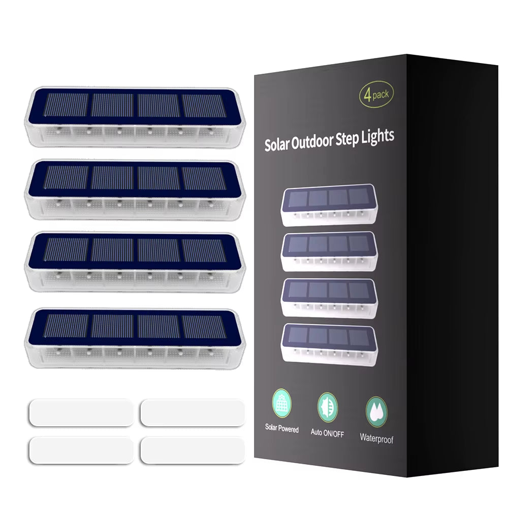 Solar LED Step Lamp Stair Lights Outdoor IP68 Waterproof Solar Light with Lens Anti-Theft Design Decor Lighting for Garden Deck