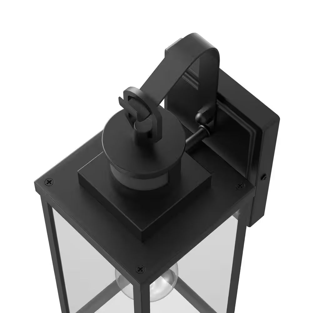 18 In. Matte Black Motion Sensor Outdoor Wall Lantern Sconce, Large Waterproof Wall Light for Porch Garage, 2-Pack