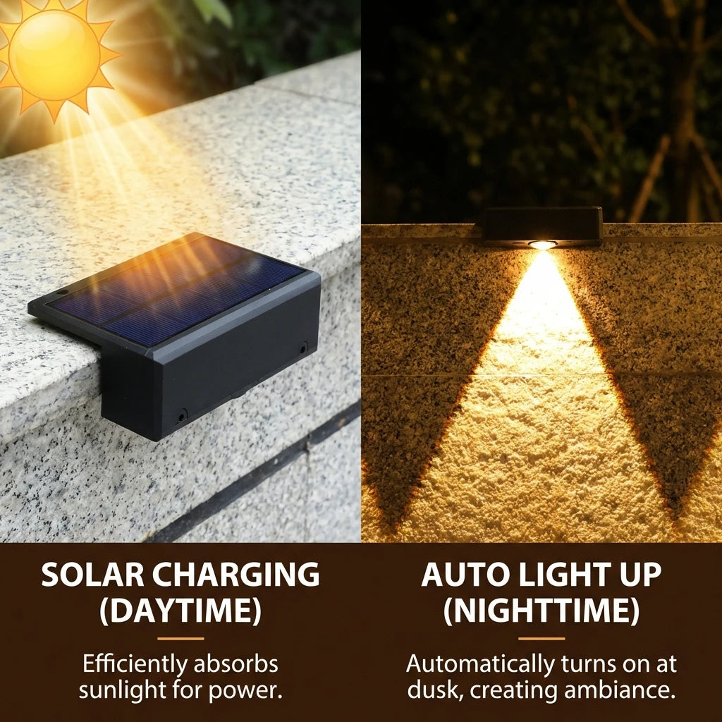 Solar Lights Outdoor IP55 Waterproof Fence Led Lights Solar Powered LED Light for Garden outside Backyard/Step/Patio