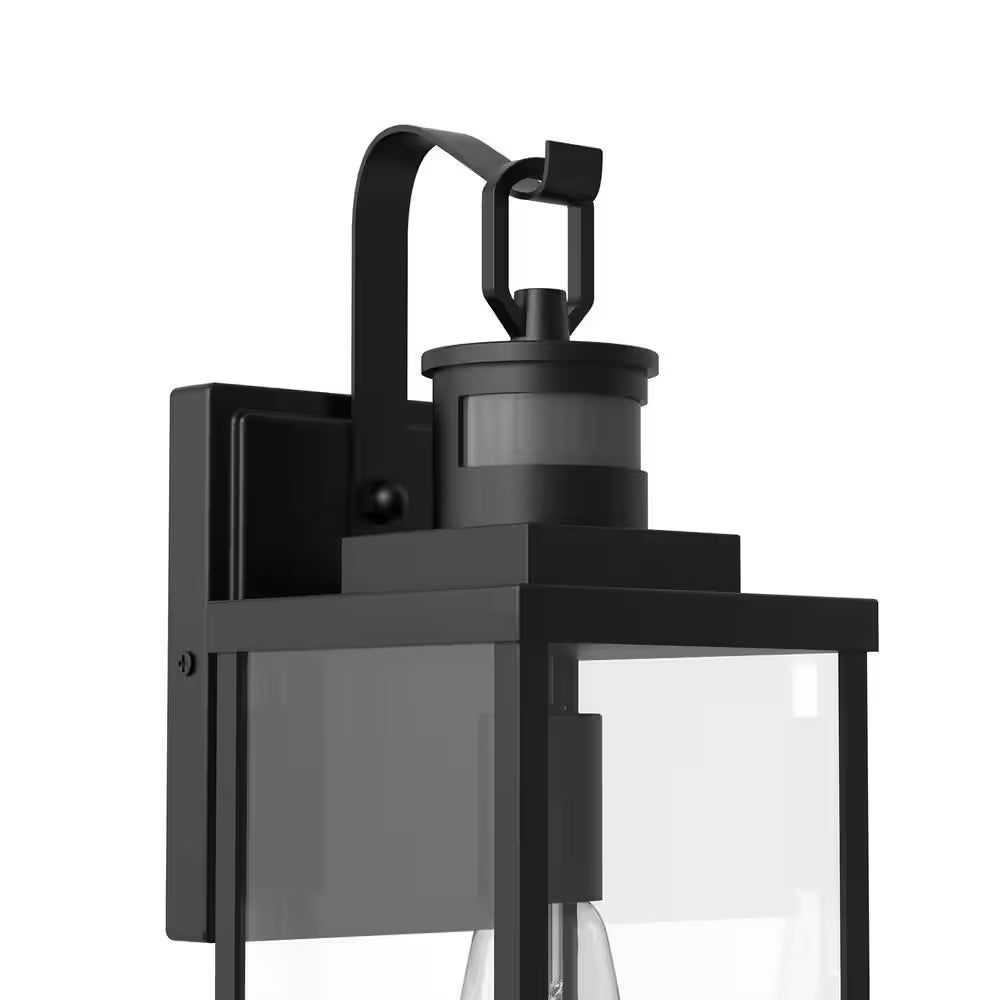 18 In. Matte Black Motion Sensor Outdoor Wall Lantern Sconce, Large Waterproof Wall Light for Porch Garage, 2-Pack