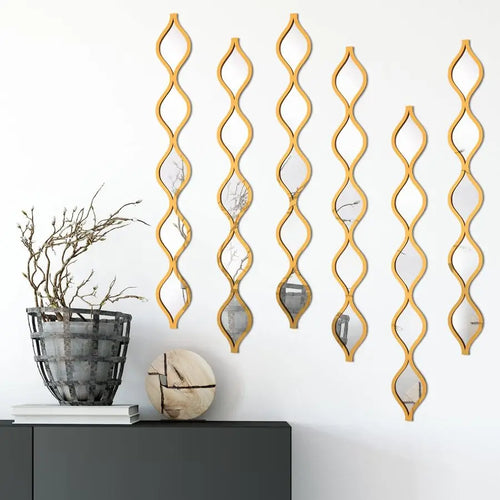 6 Pcs Acrylic Teardrop Mirror Decor Narrow Wall Decor Boho Vintage Wall Art for Apartment Home Living Room Bathroom Bedroom Hall