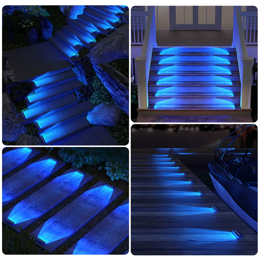 Solar LED Step Lamp Stair Lights Outdoor IP68 Waterproof Solar Light with Lens Anti-Theft Design Decor Lighting for Garden Deck