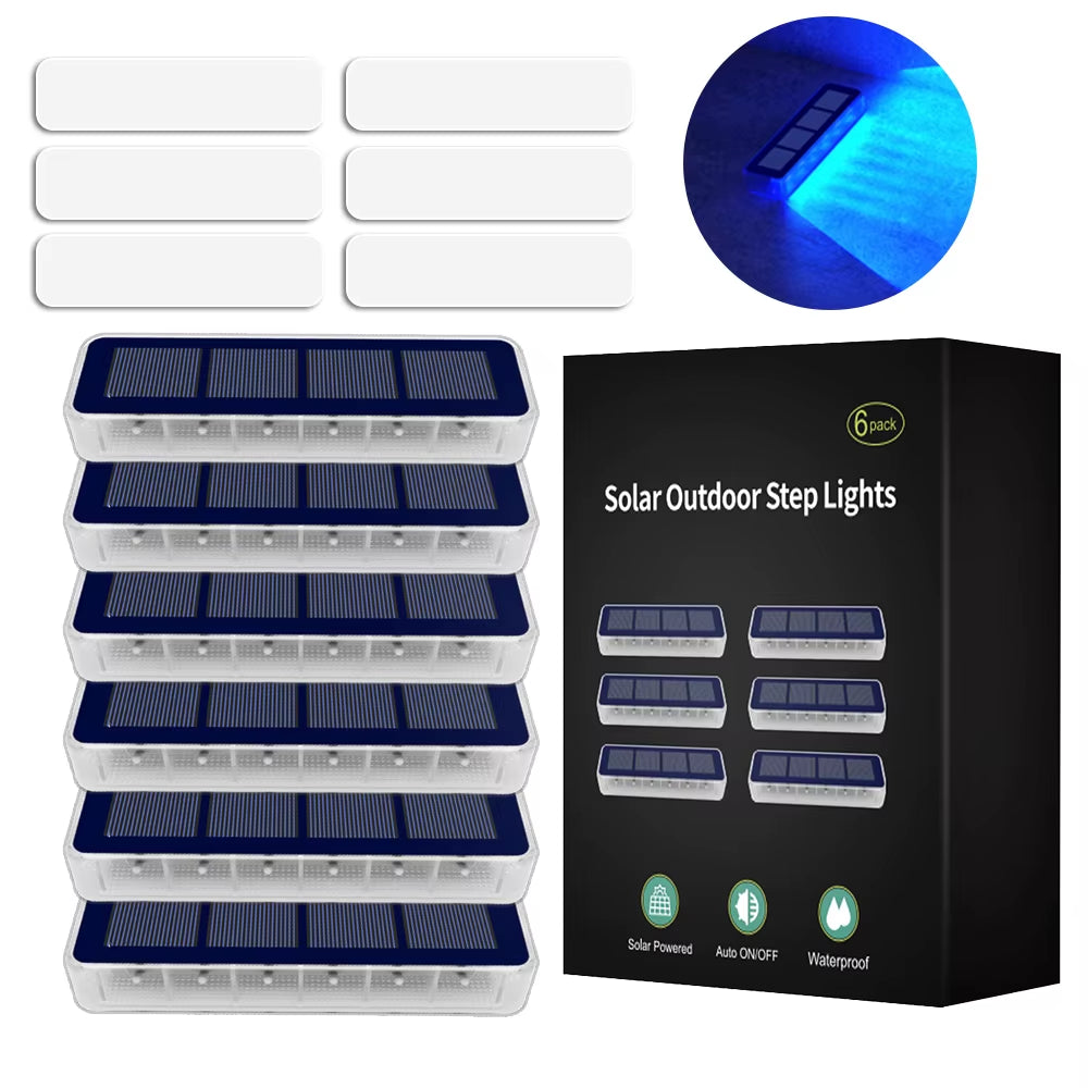 Solar LED Step Lamp Stair Lights Outdoor IP68 Waterproof Solar Light with Lens Anti-Theft Design Decor Lighting for Garden Deck
