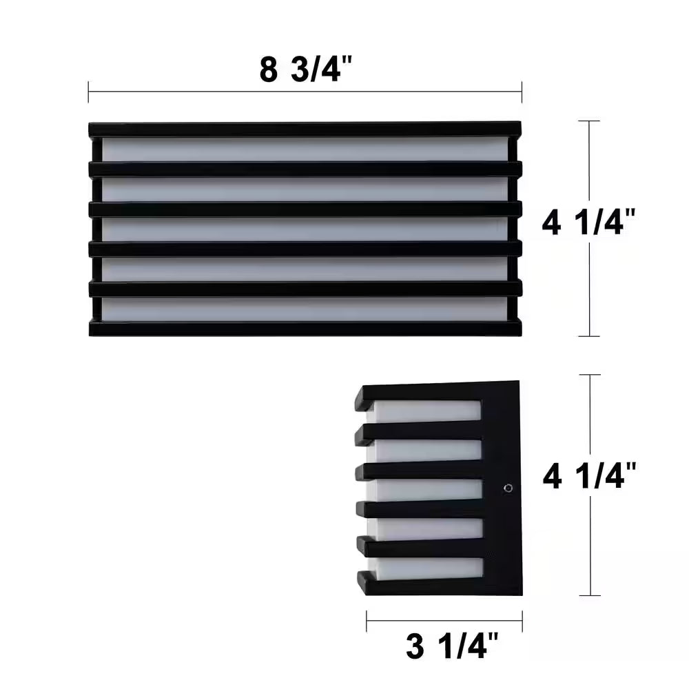 8.75In. Modern Black Aluminum LED Outdoor Hardwired Wall Lantern Sconce Lights (2-Pack)