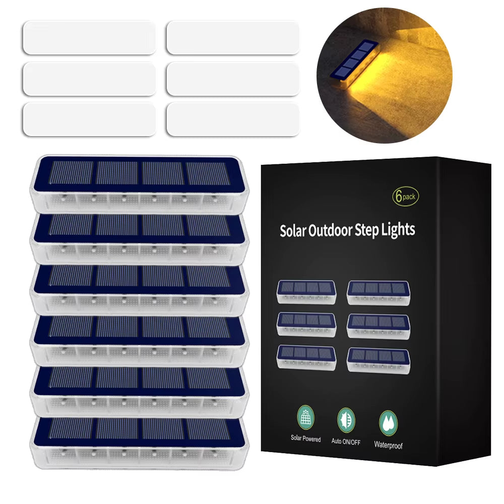 Solar LED Step Lamp Stair Lights Outdoor IP68 Waterproof Solar Light with Lens Anti-Theft Design Decor Lighting for Garden Deck